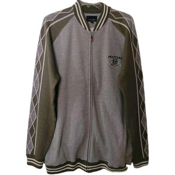 Vtg Phat Farm Jacket Mens 2XL Gray Wool Blend Skater Hip Hop  Streetwear Y2K 90s - Picture 2 of 16
